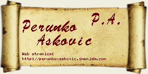 Perunko Ašković vizit kartica
